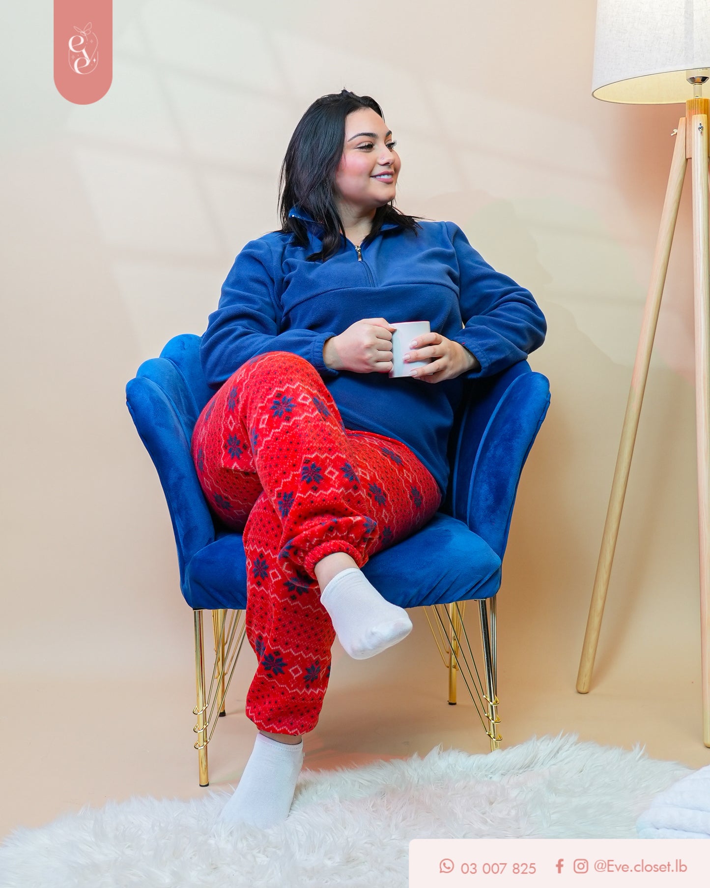 Navy And Red polyester pajama