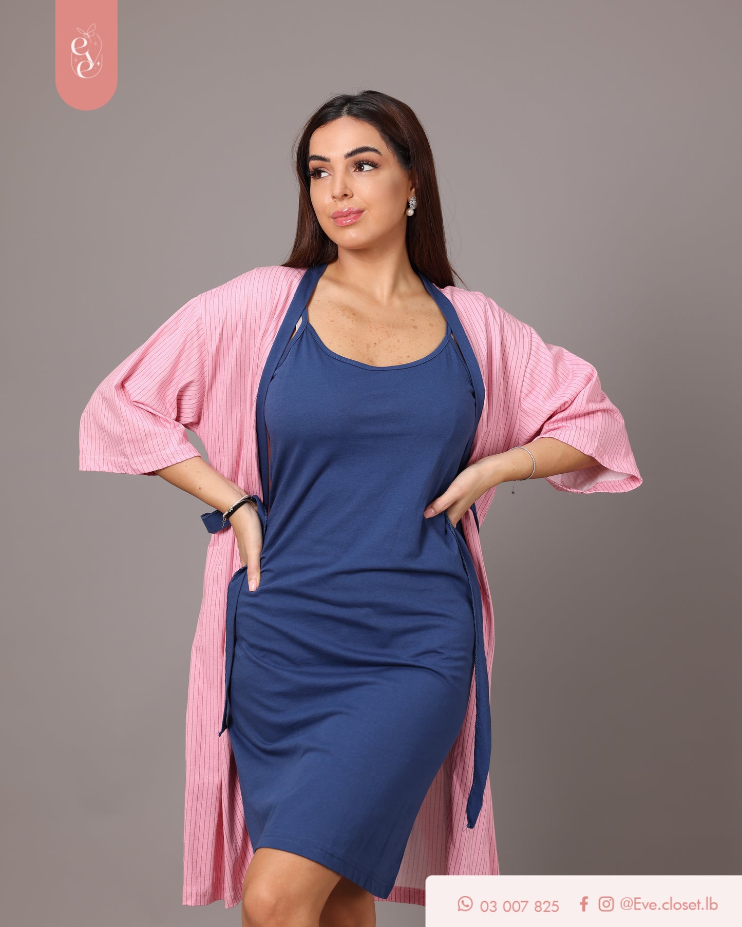 Pink and blue dress with robe