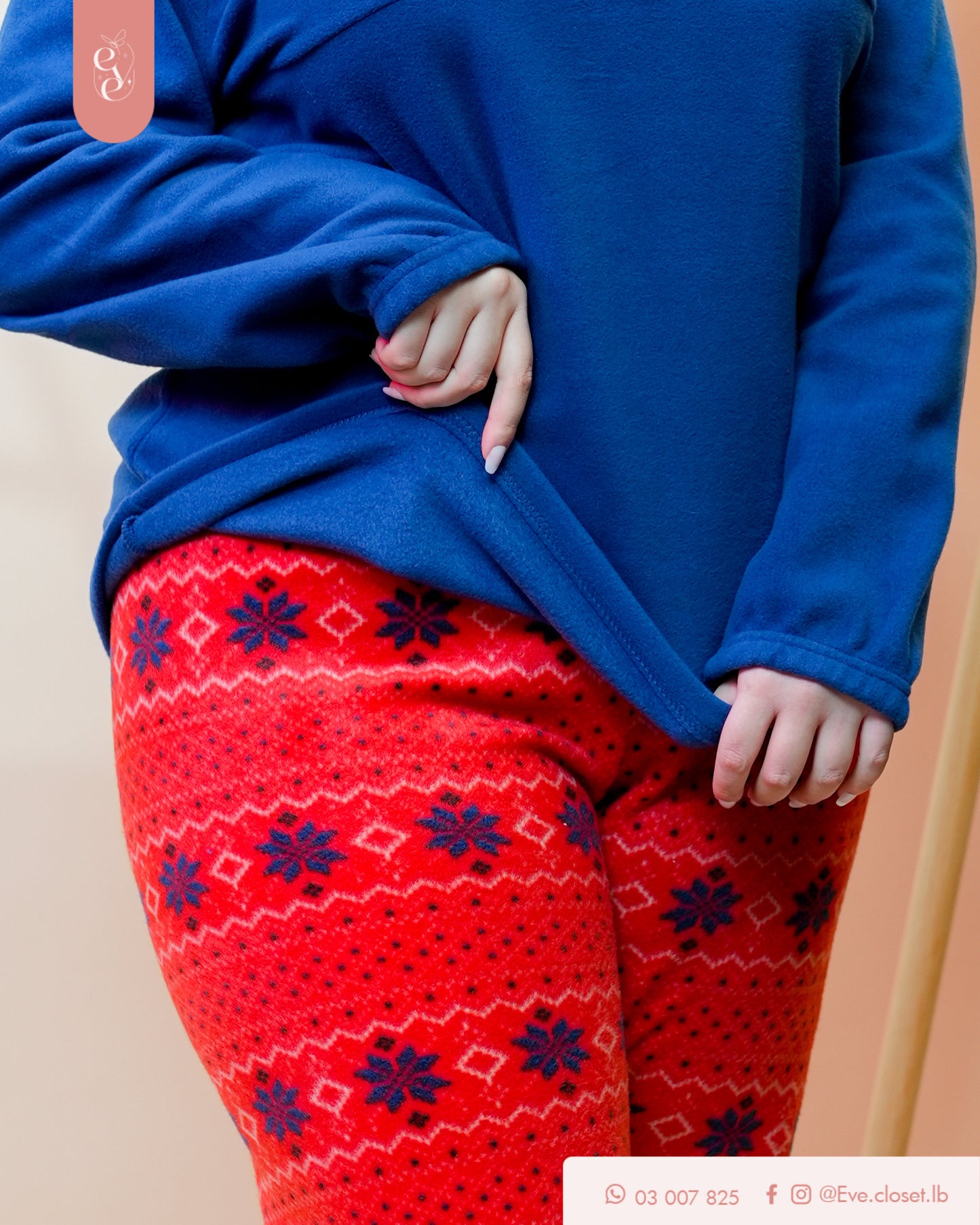 Navy And Red polyester pajama